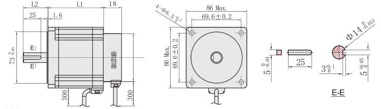86mm闭环步进电机尺寸图