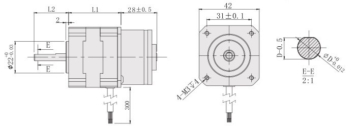 42mm刹车步进电机外形尺寸图 42mm刹车步进电机外形尺寸图