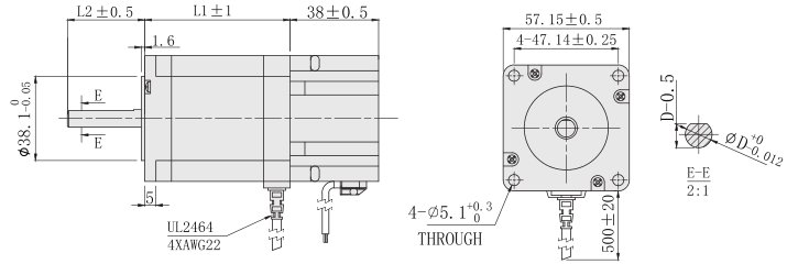 57mm刹车步进电机外形尺寸图 57mm刹车步进电机外形尺寸图