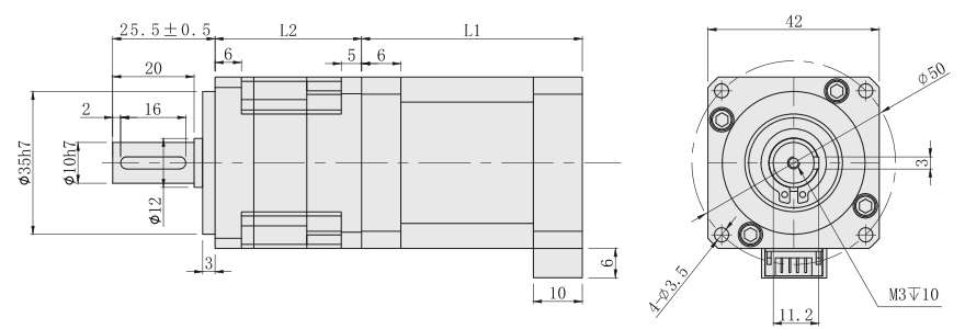 PF42行星减速步进电机尺寸图