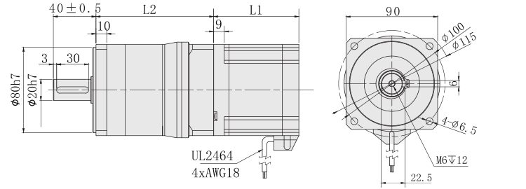 PF90行星减速步进电机尺寸图 PF90行星减速步进电机尺寸图