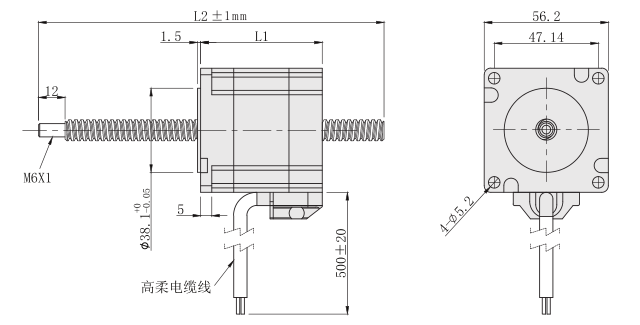 57固定轴丝杆电机尺寸图