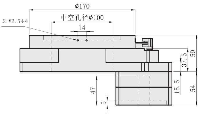 DH200中空旋转平台尺寸图